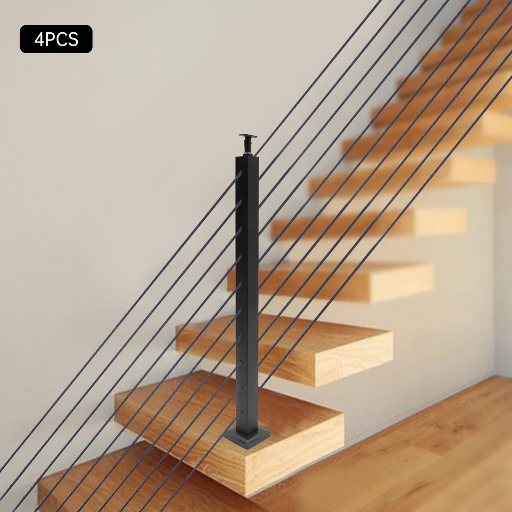 4-Piece Balustrade Post Set, Cable Railing Posts, 304 Stainless Steel Stair Post