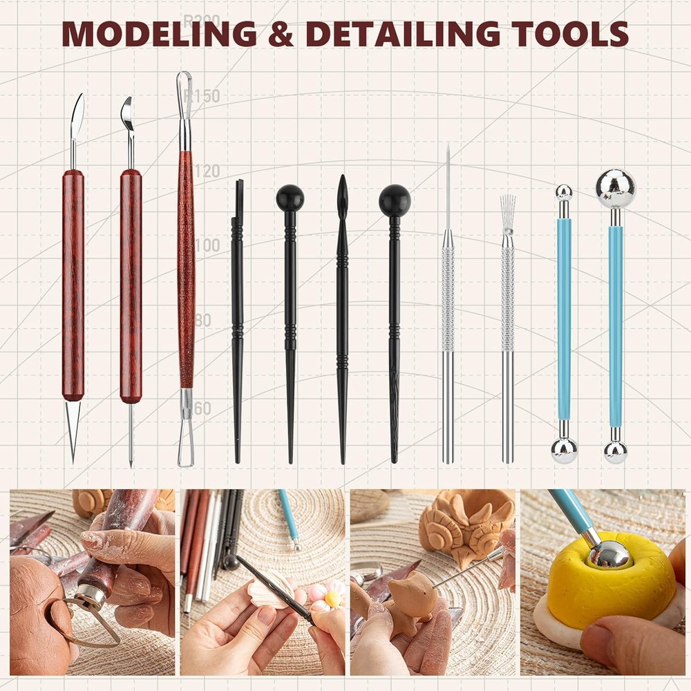 23PCS Clay Sculpting Pottery Ceramic Modeling Tool Kit
