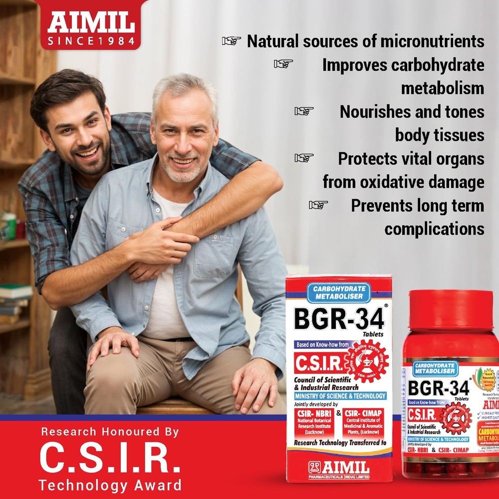 AIMIL BGR-34 Herbal Tablets | 100 Tablets (Pack of 3)