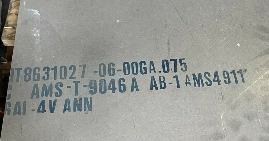Titanium Plate 6AL4V 12" x 48" x .075"