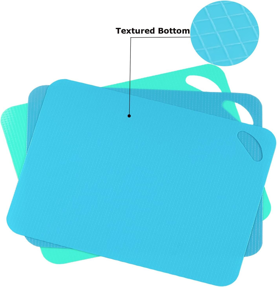 Plastic Flexible Cutting Mats for Kitchen 3Pcs Color Coded Chopping Board Set