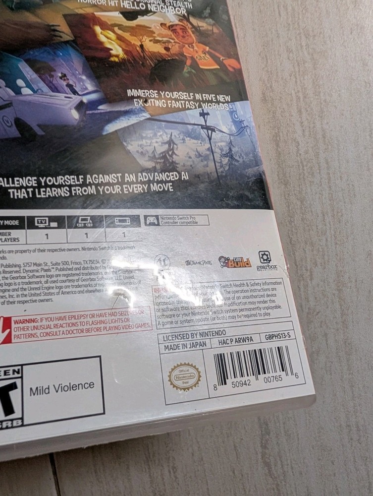 NO GAME Hello Neighbor Hide & Seek Nintendo Switch Case