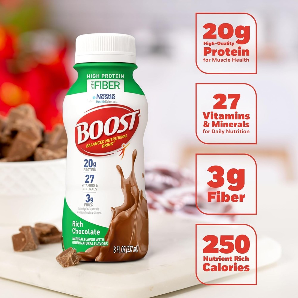 BOOST High Protein Nutritional Drink, Rich Chocolate, 20g Protein, 24 - 8 fl oz.