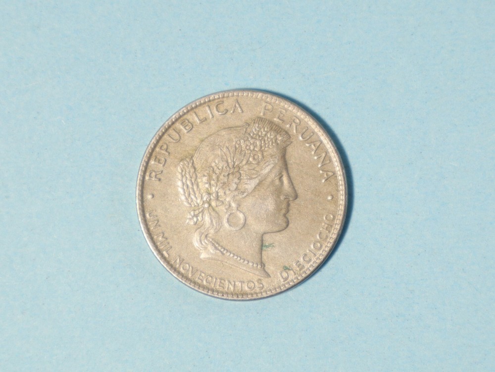 1918 Peru 20 Centavos Coin #TT21