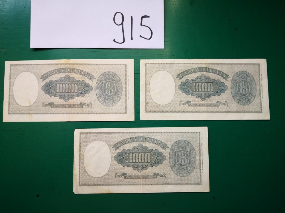 Italy 1947 Lire Notes x3 Banknotes #915