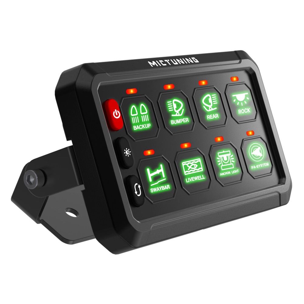 12/24V 8 Gang Switch Panel Led Light Bar Switch Momentary Strobe Switch Pod, USA