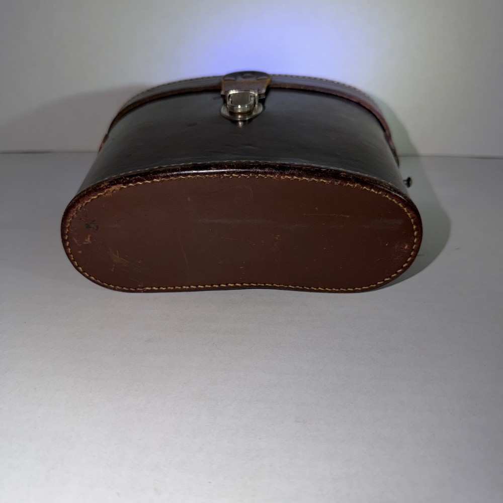 Vintage Brown Leather Binocular Case, CASE ONLY Red Felt lined, no strap.