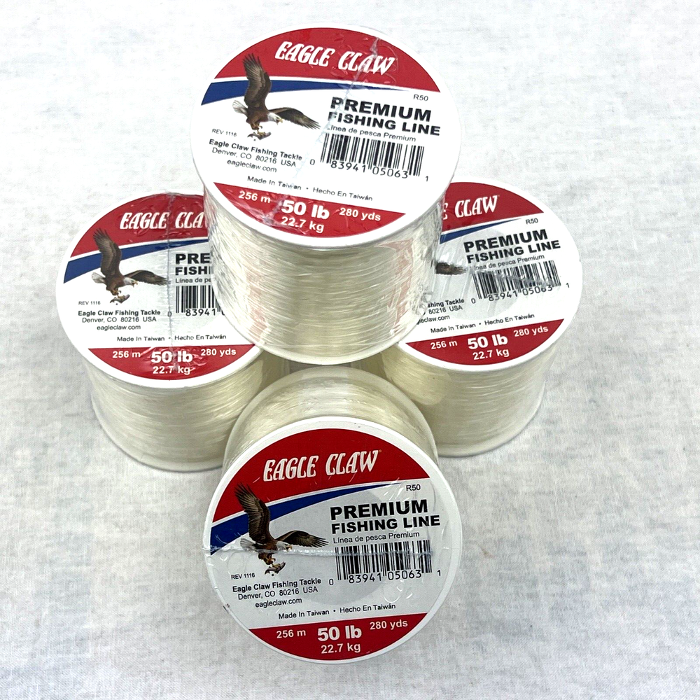 Eagle Claw Premium Line 50 Pound Test 280 yds, each spool, 4 Spools
