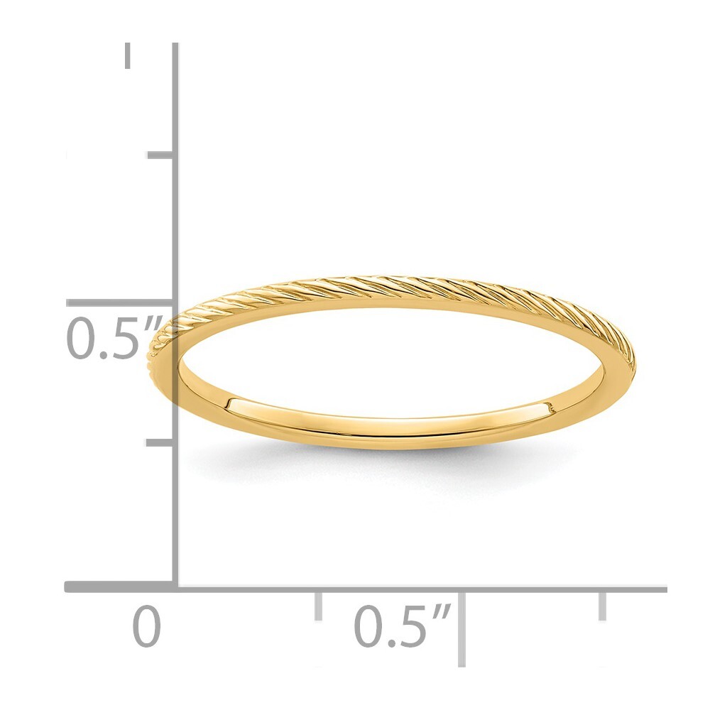14K Yellow Gold Yellow Gold 1.2mm Twisted Wire Pattern Stackable Band Size 8