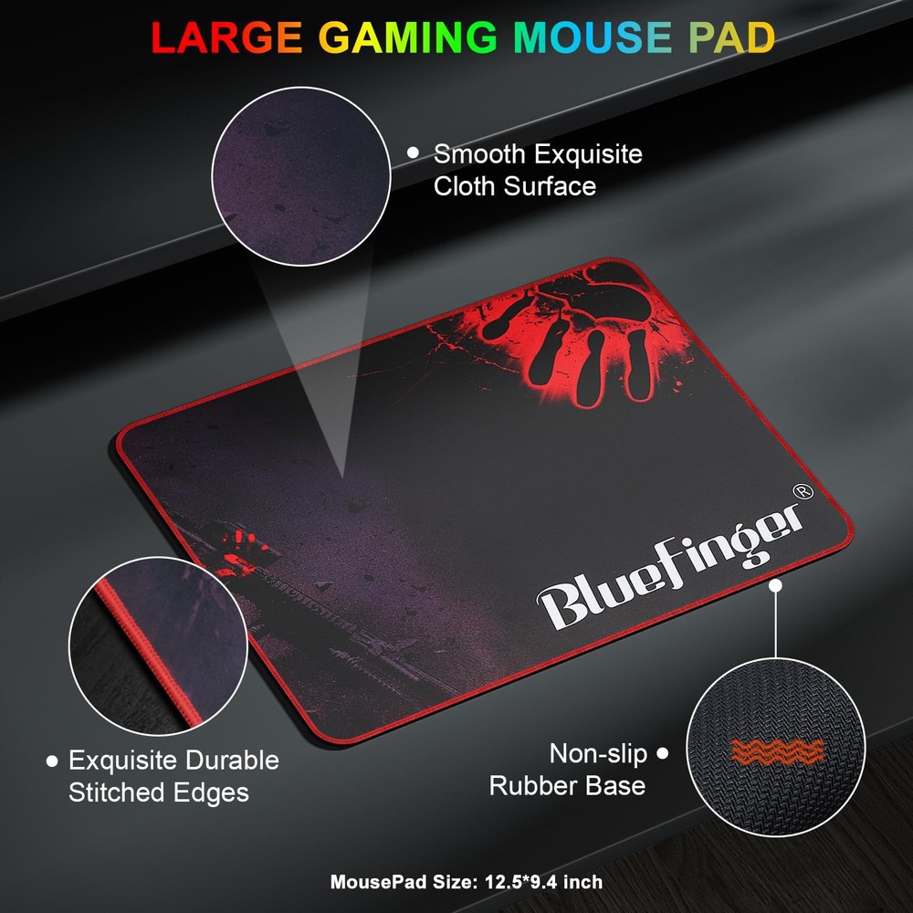 RGB Gaming Keyboard And Backlit Mouse Combo USB Wired LED Set Black White