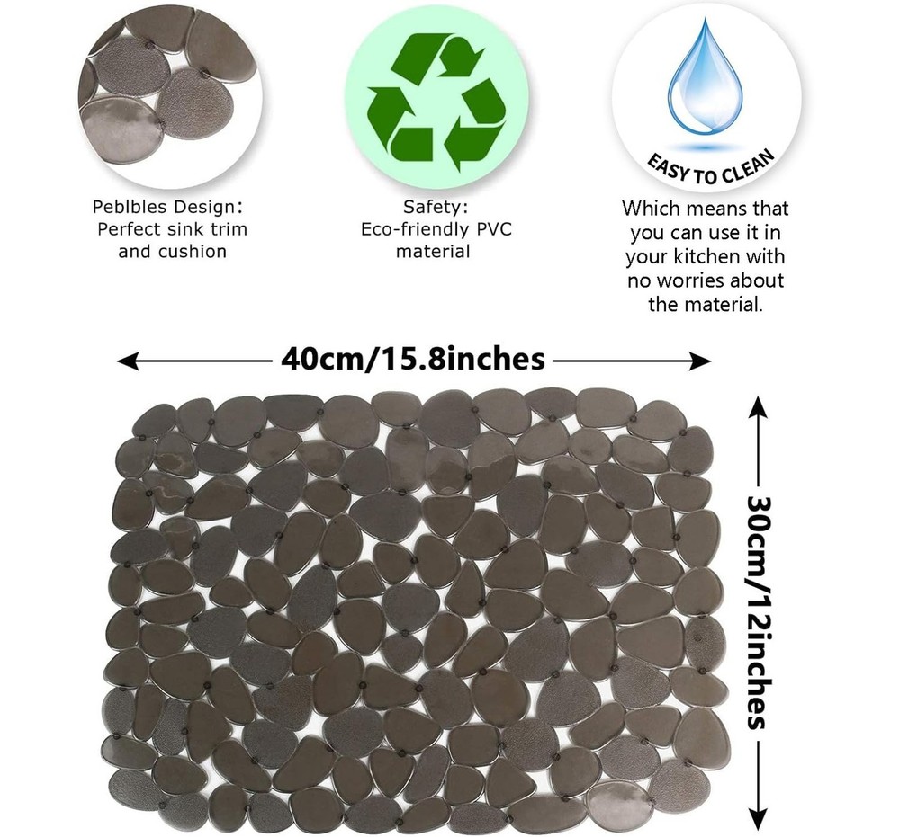 Yiter Sink Mat, 2Pcs Adjustable PVC Pebble Sink Protector for Stainless Steel...