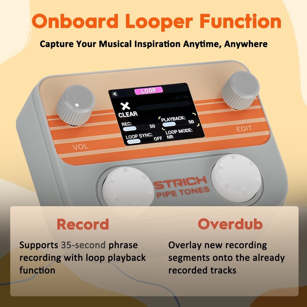 STRICH Pipe Tones Pocket Multi-Effects Processor with Foot Pedal (Gray)