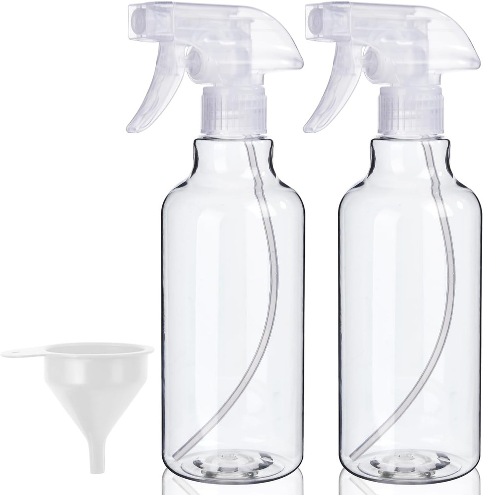 Plastic Spray Bottles, 2-Pack, 16.9 Oz, Mist & Stream, Heavy Duty Spraying, Empt