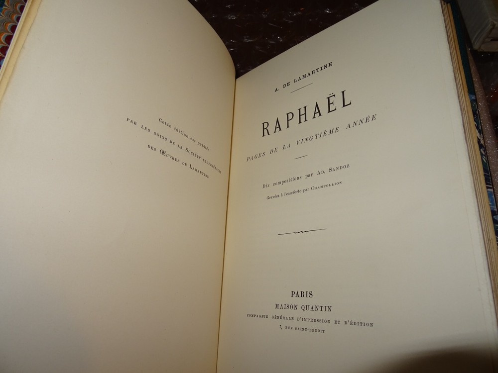 Raphaël - Lamartine Beautiful Moroccan Binding Signed - Champollion with Suit...