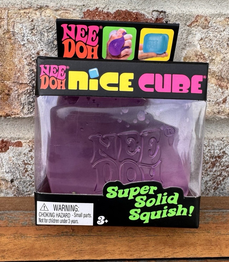 Nee Doh Nice Cube Super Solid Squish! - Blue Purple Pink - Brand New w Display!