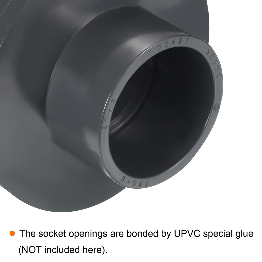 4"x2" SCH80 UPVC Reducer Pipe Fitting Straight Coupling Connector, Grey