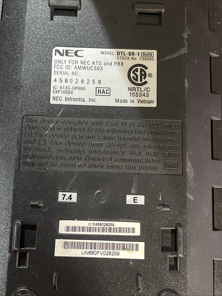 x2 NEC DTL-8R-1 PHONE SYSTEM DIGITAL BASE