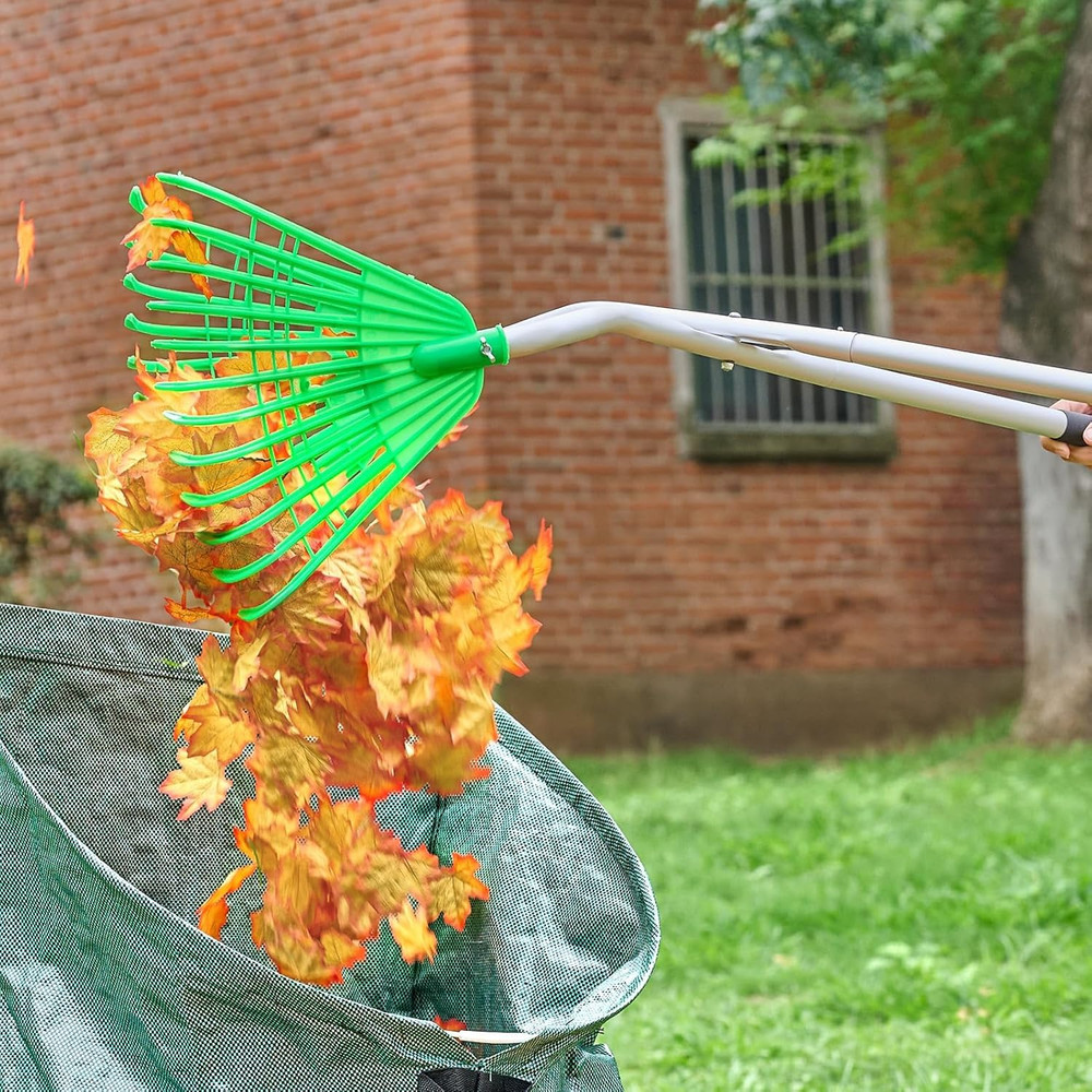 Leaf Grabber Rake,Leaves Collector Tool with Long Handle,Efficient Leaf Picker U