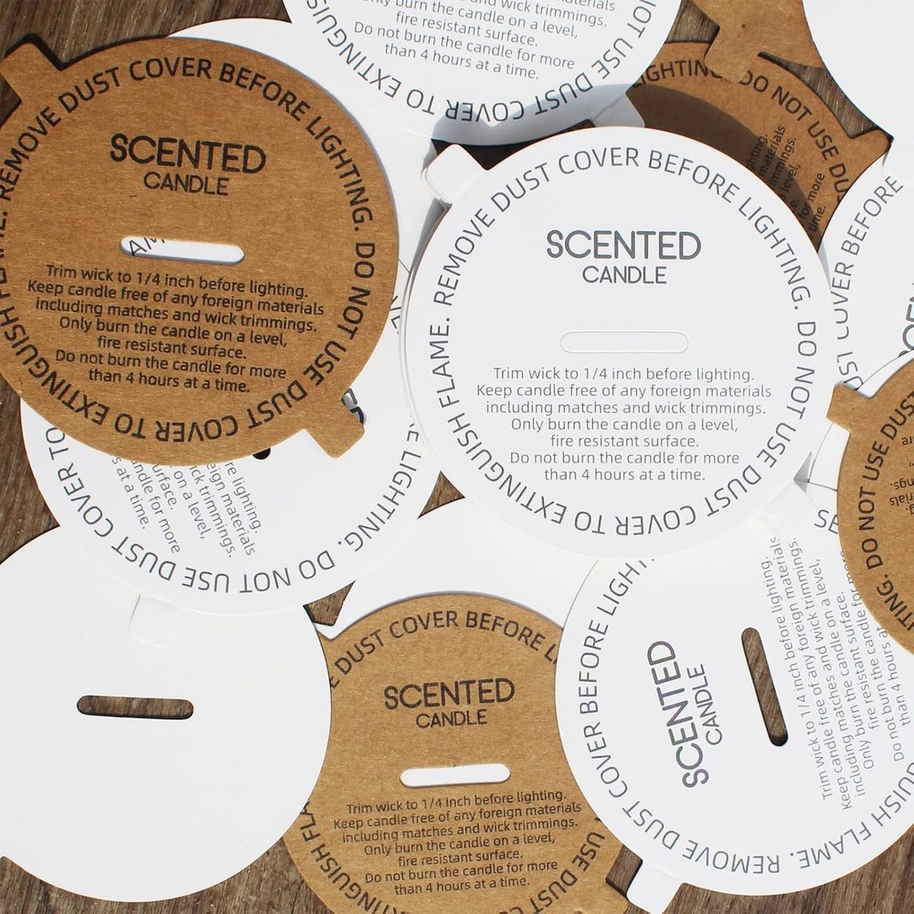 Candle Dust Covers 160pcs Printed Kraft Card Candle Dust Lid with Pull Tab
