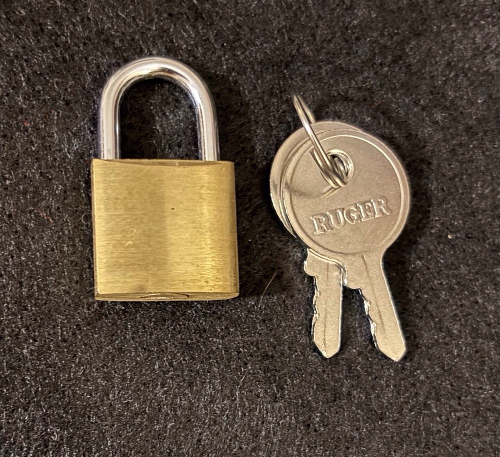 Ruger Brass Gun Lock Mini-Lock Padlock with 2 Keys