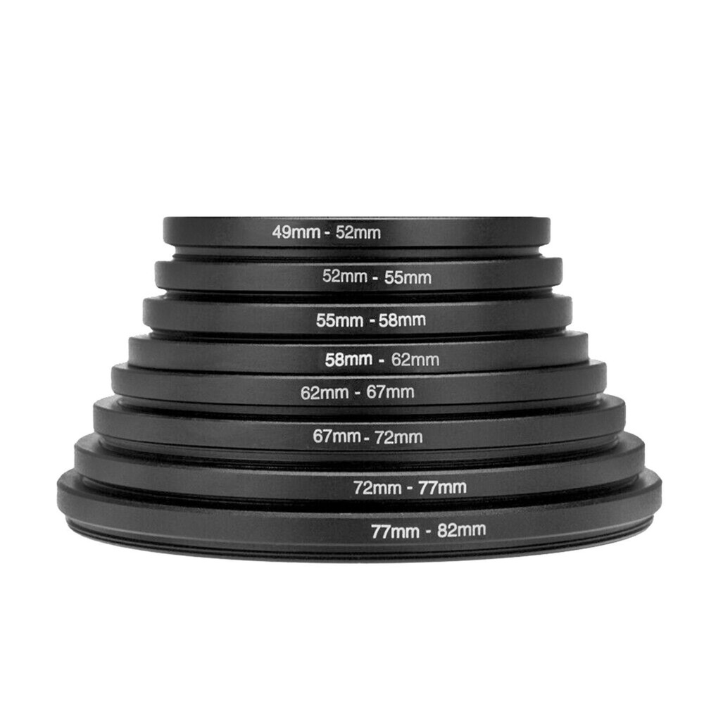 8 PCS Metal Step Up Rings Universal Lens Filter Adapter Set