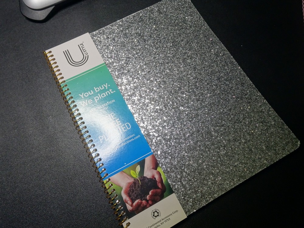UStyle Diamond & Glitter (8-1/2"x10.5" ) Notebook, 80 Sheets, Dropdown