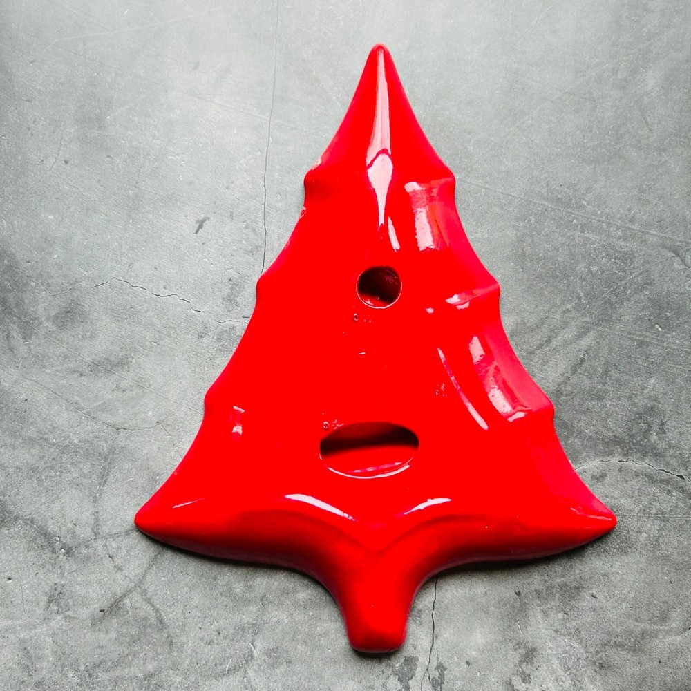Red and White Speckled Ceramic Christmas Tree Divided Nut Candy Dish 11.5"