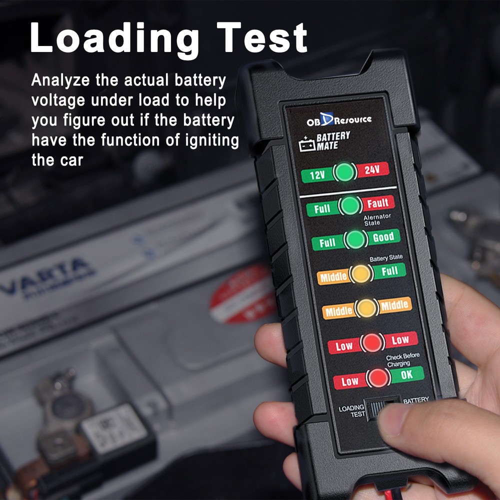 12/24V Car Battery Load Tester Alternator analyzer Diagnostic tool LED Indicator