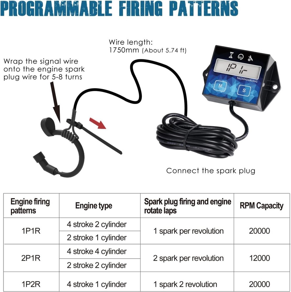 Digital Engine Timer & Tachometer Set - Reliable Maintenance Tool for Owners