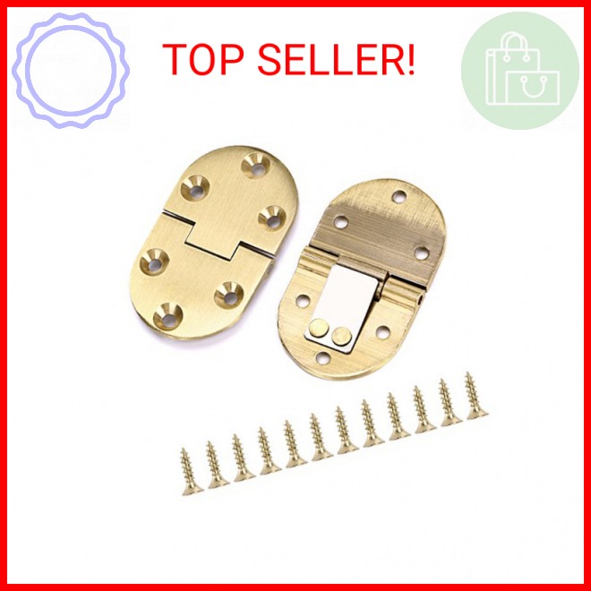 OwnMy 2 Pcs Solid Brass Hinges, Drop Front Desk Drawer Butt Hinge for Table Sewi