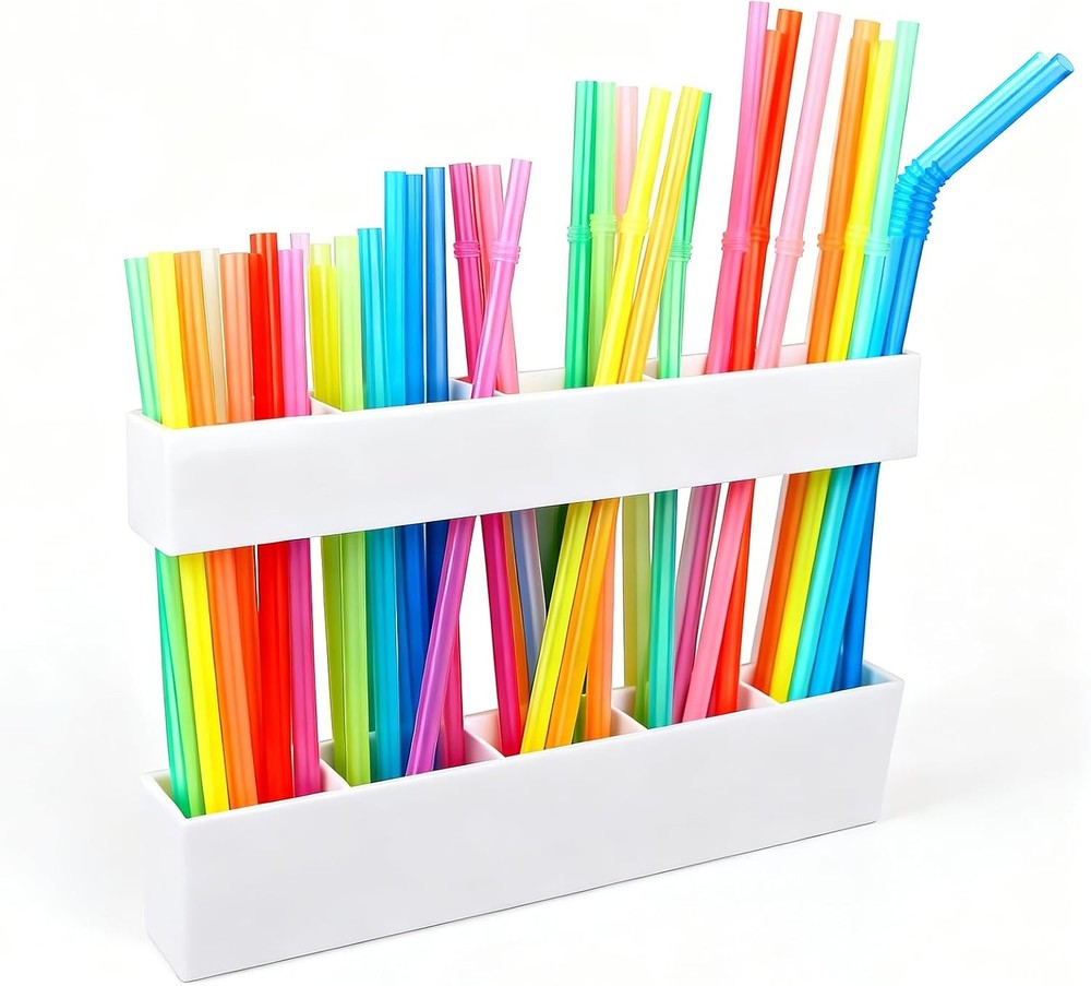 9.5'' Large Acrylic Straw Holder Cabinet Door Reusable Adjustable Two-Part Straw