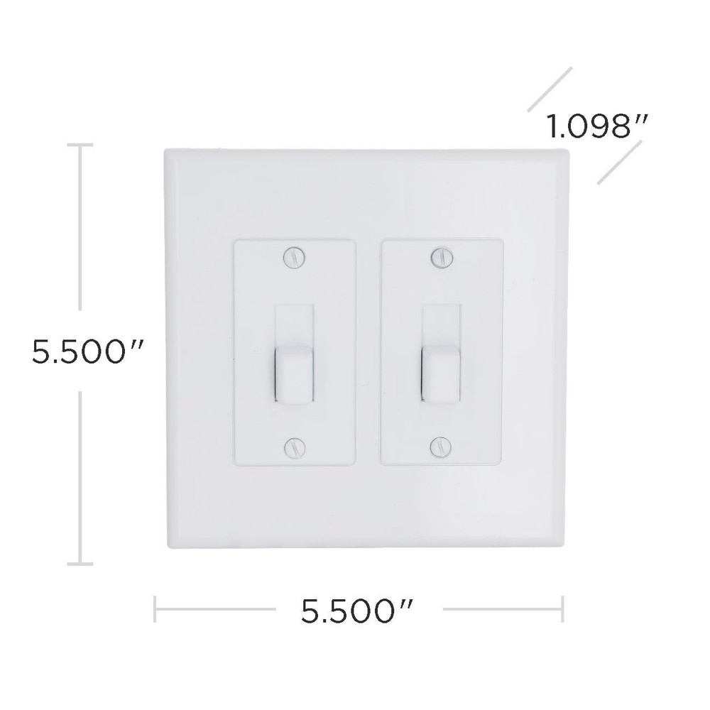 Toggle Switch Plate, 2 Gang Decorator Cover, White