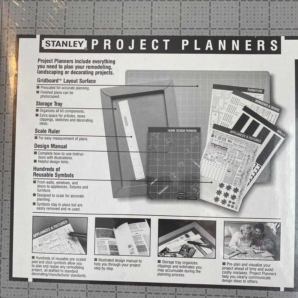 Stanley Project Planners Deck Designer (1988) NOS 1/4” Scale Grid, Manual Plus