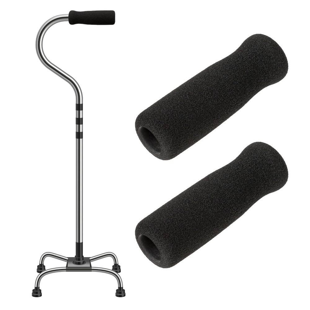 Cane Handle Grip Replacement, 2 PCS Walking Stick Grips for Seniors, black