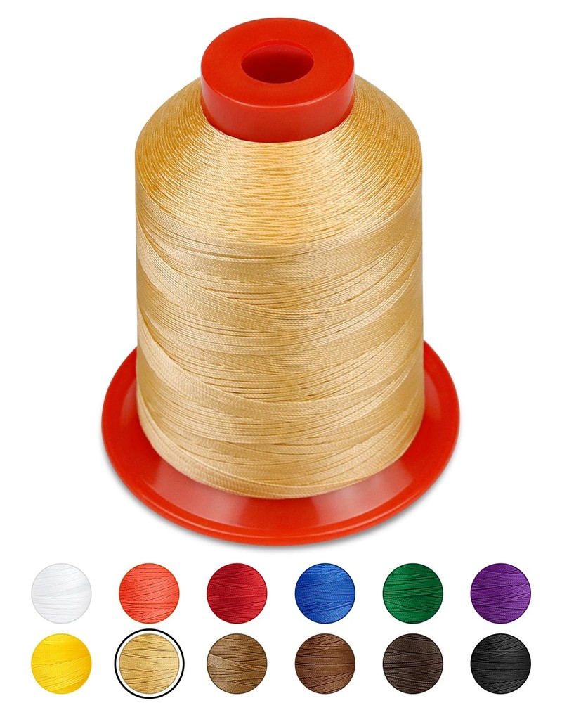 1000 Meters Extra Strong Upholstery Thread,Cream Bonded Nylon Thread for Deni...