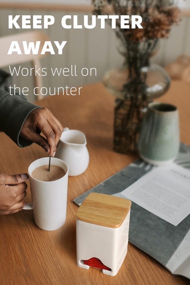 Ceramic Tea Bag Storage Organizer Caddy Holder With Lid white