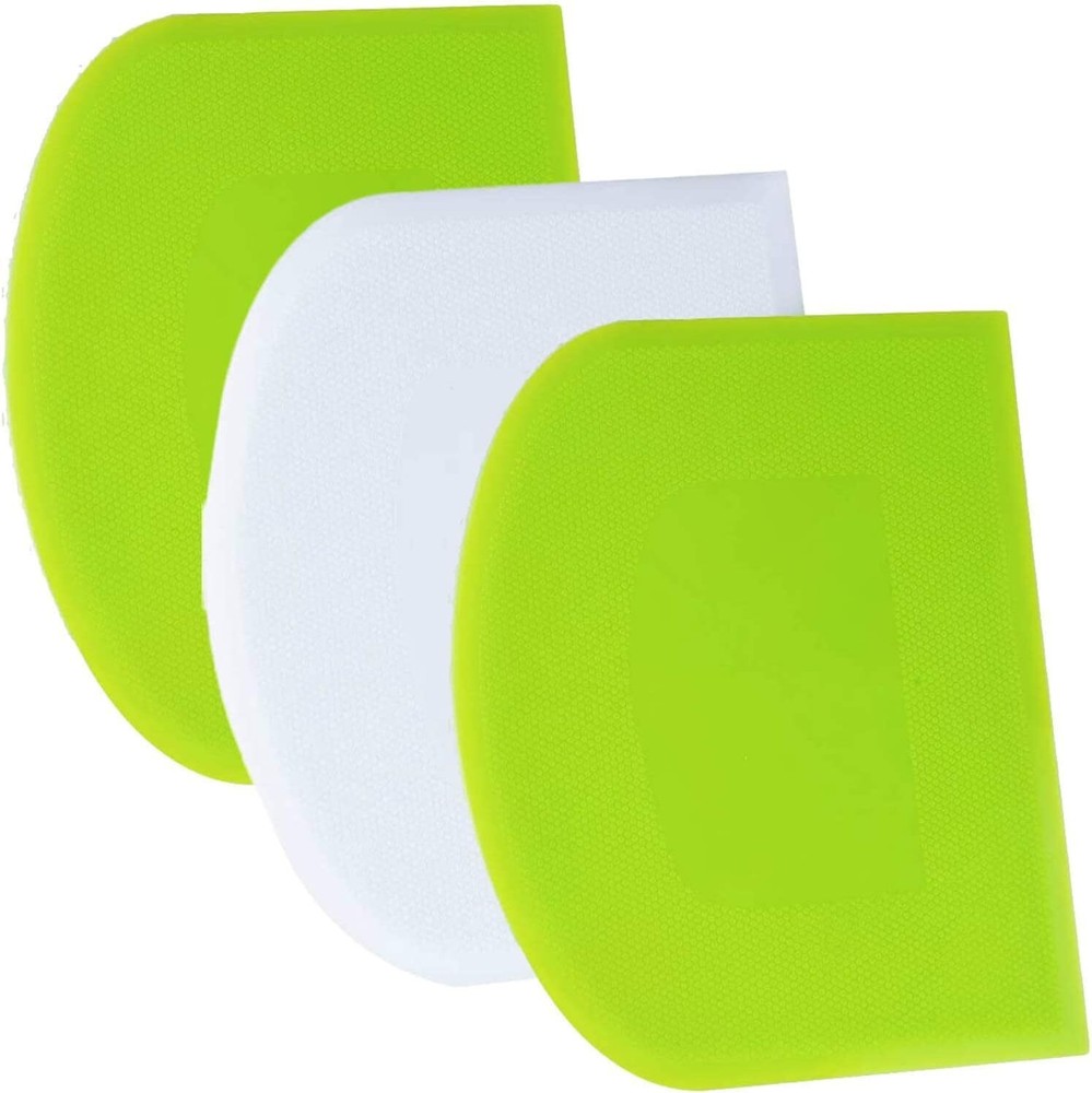 Dough Scraper Bench Scraper - 3P 4.7x3.7" Plastic Flexible Bowl Scraper, Shar...