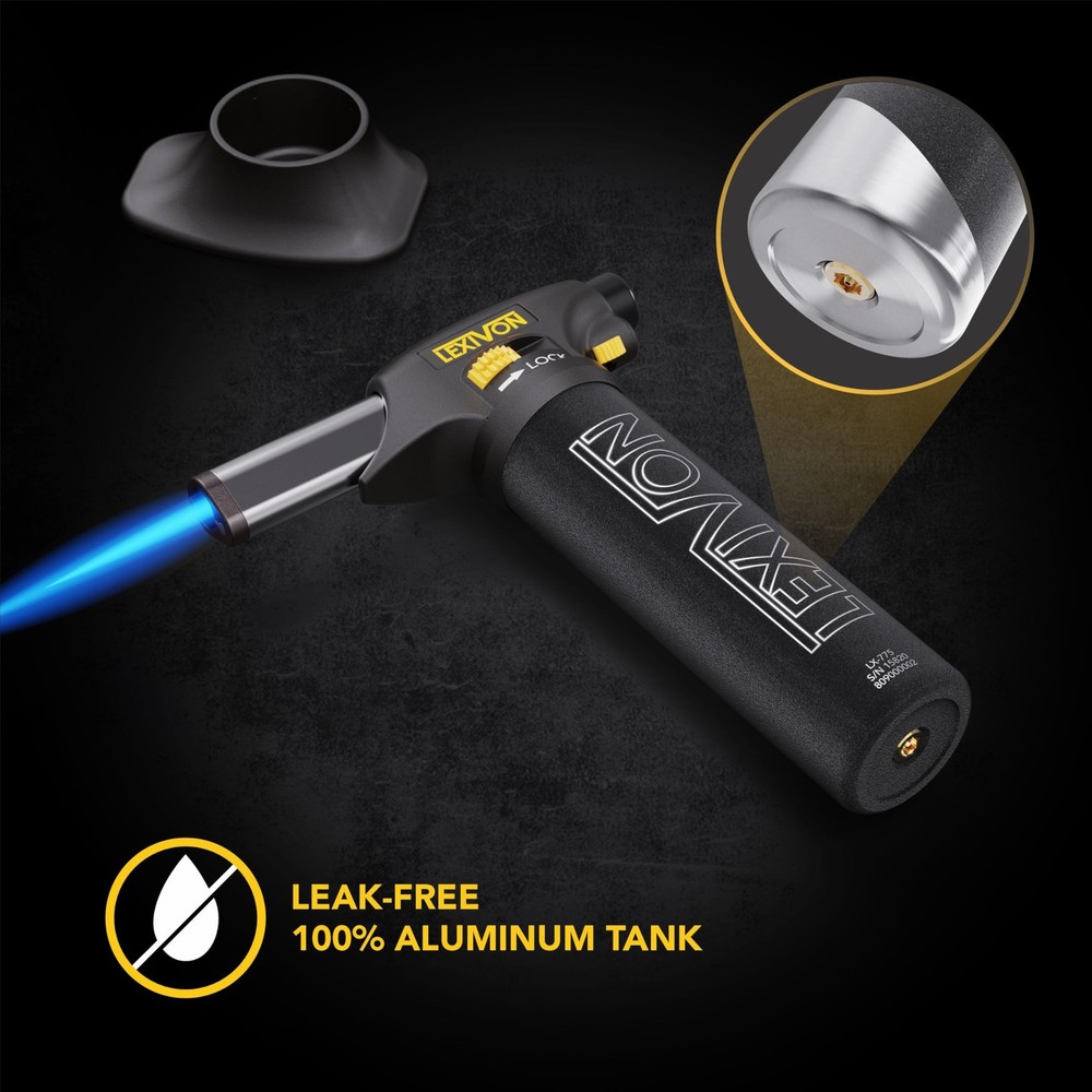 LEXIVON Butane Torch Lighter, Refillable Kitchen Cooking | Black