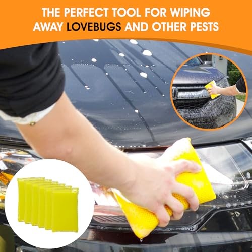 Ultra-Efficient Vehicle Bug Cleaning Sponges, 6-Pack - Durable, Soft, Multi