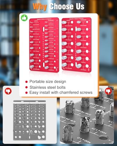 Thread Checker, Nut and Bolt Thread Checker with 19 Standard and 16 2-board