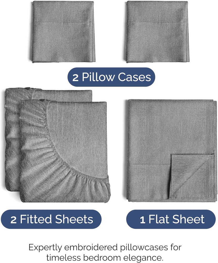 Split King Size 5 Piece Sheet Set - Breathable & Cooling Bed Sheets Set - Hotel