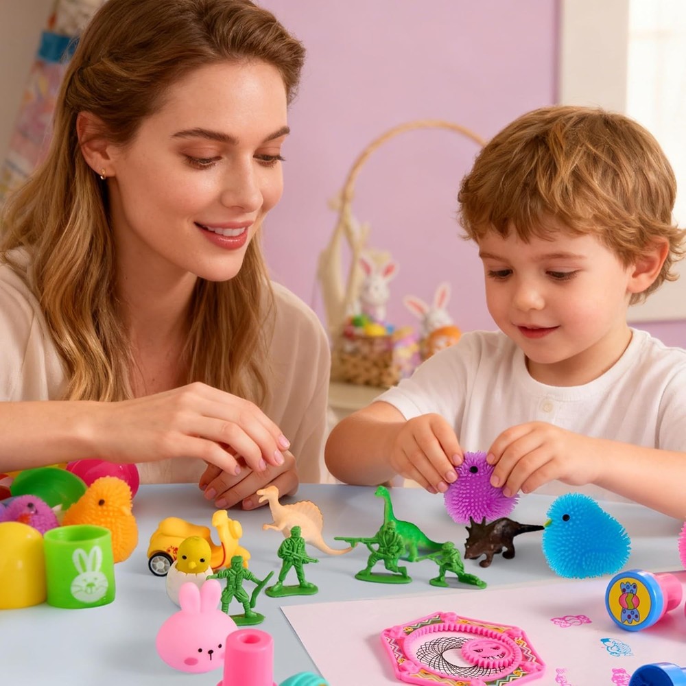 Assorted Toy-Filled Easter Egg Shells - 100 Pcs