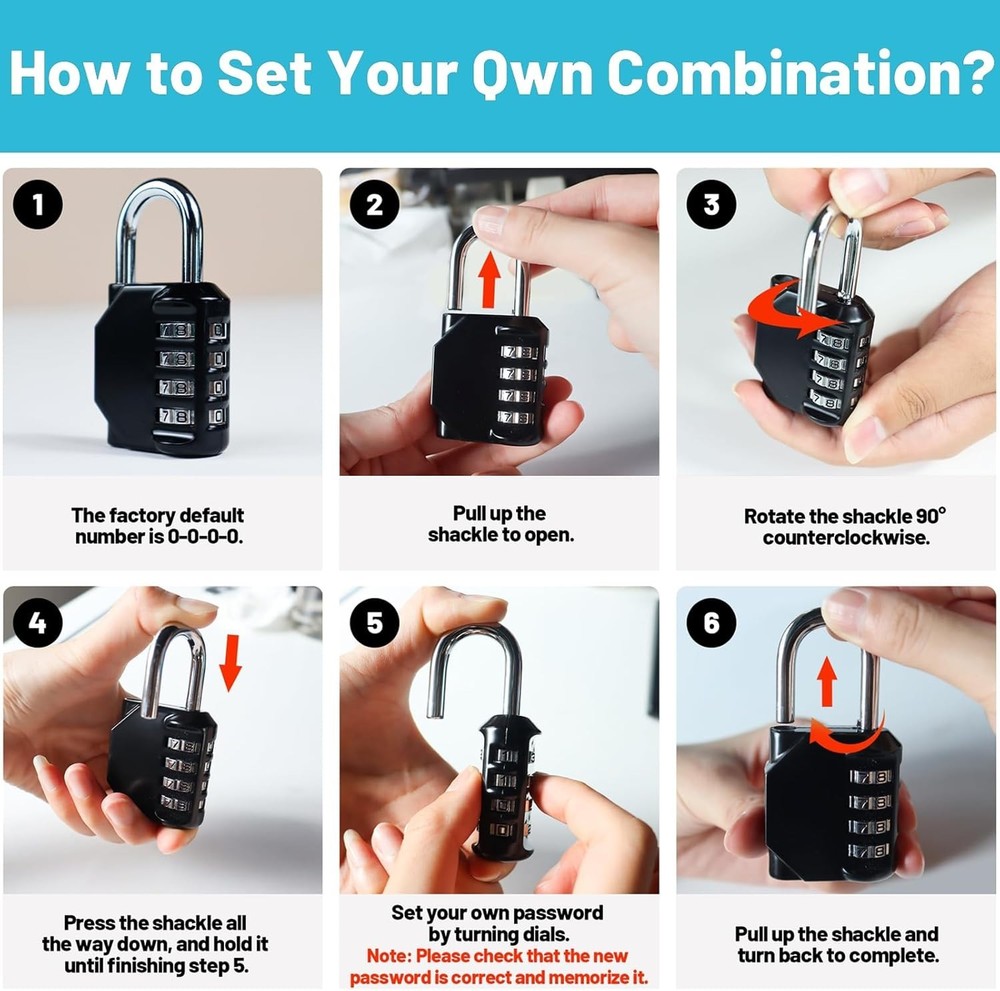 Resettable Portable Combination Padlock - Versatile Security for Outdoor Storage