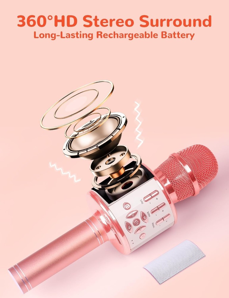 Karaoke Microphone for Adults, Wireless Bluetooth Microphone for Singing Port...
