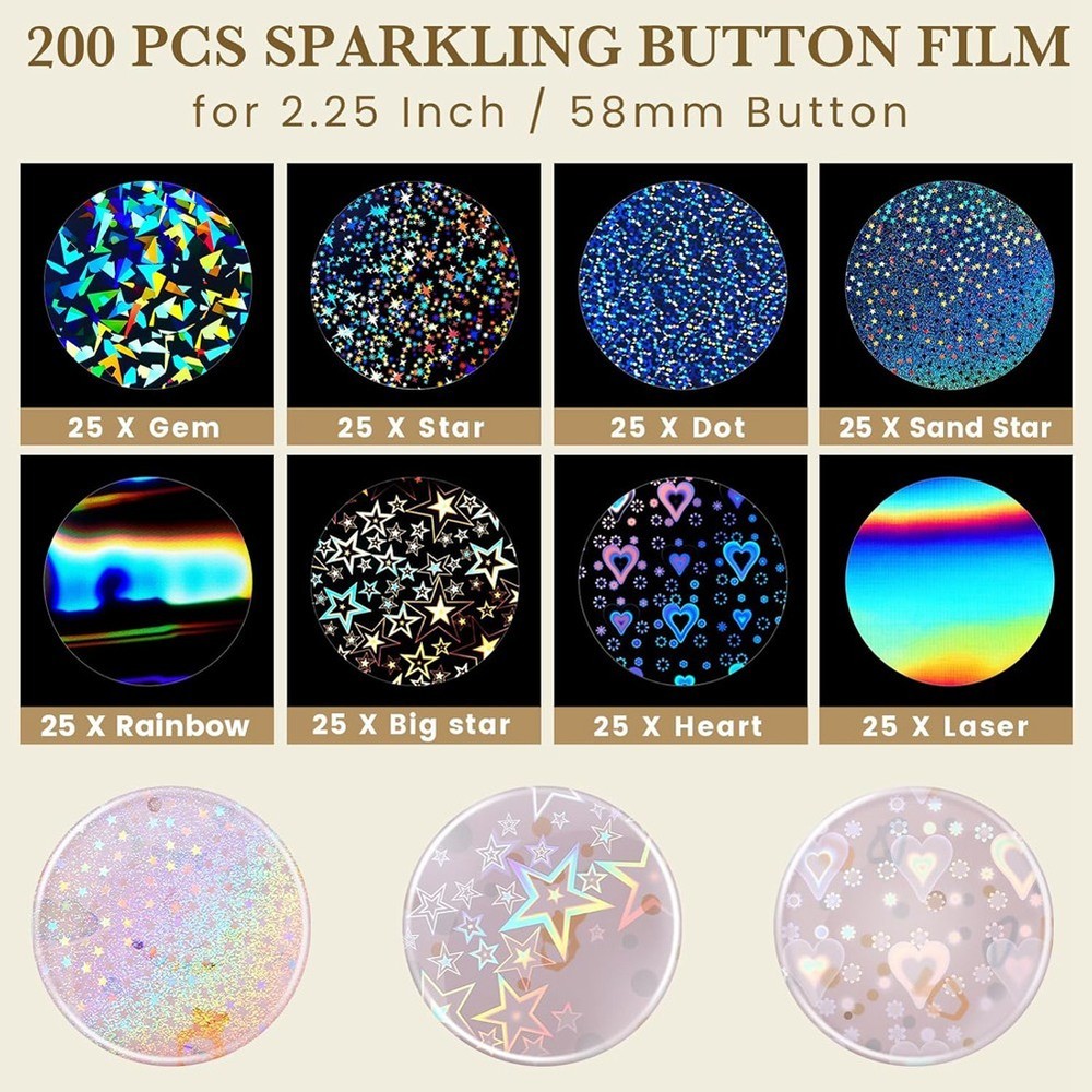 Pin Maker Machine Kit Laminate Sheets Button Glittering Film V6A23991
