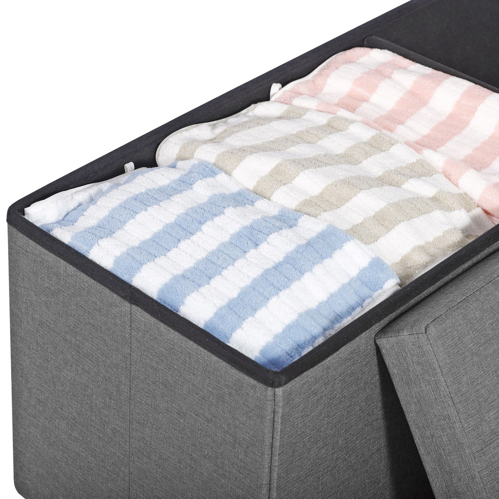 43'' Storage Ottoman Bench Foldable with Hidden Storage FootStool Save Space