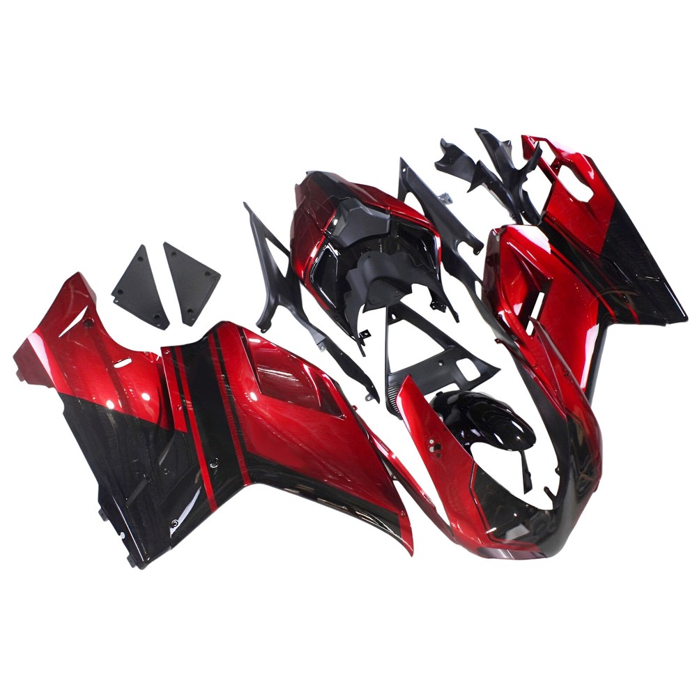For Ducati 1098 2007-2012 Bodywork Candy Red Black Fairings Shell ABS Plastics