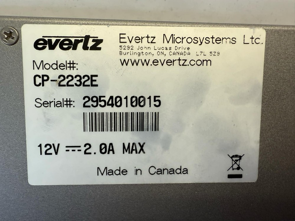 Evertz CP-2232E Advanced System Control Panel 2RU Two Touchscreens 32 Button