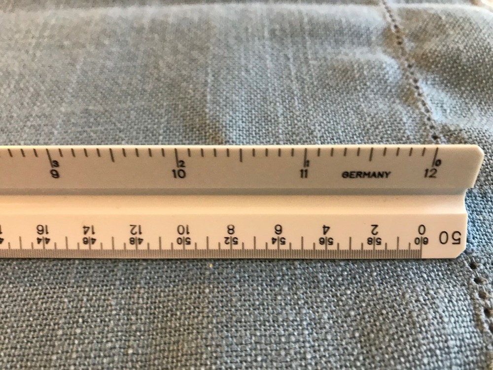Staedtler-Mars 12” Triangular Scale Ruler 987 18-34 Engineer Germany Color Bars