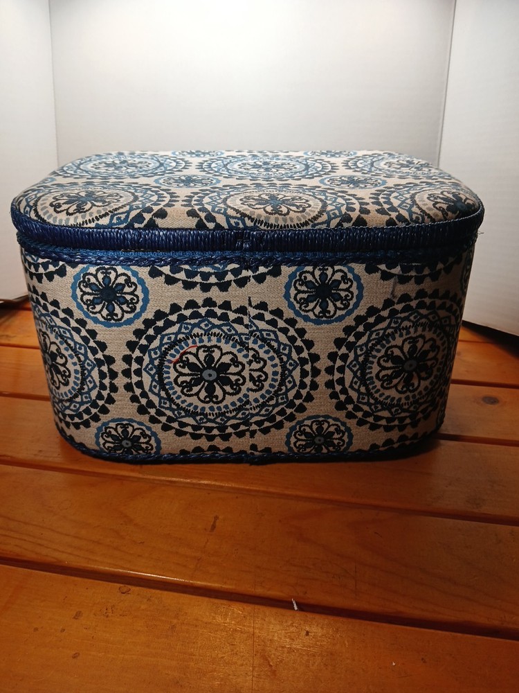 Sewing Box Organizer With Plastic Insert Mandala Style Pattern